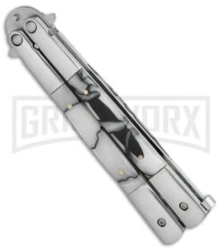 Regal Flipper Balisong Marble Acrylic Butterfly Knife - Satin Plain -Kershaw Store Regal Flipper marble acrylic satin plain BP 22488 er side large