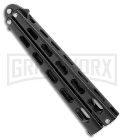 Ronin Gear Black Balisong Trainer Butterfly Knife - Black Plain -Kershaw Store Ronin Gear Black Balisong Butterfly Trainer Black BHQ 177223 jr side large