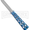 Ronin Gear Blue Balisong Trainer Butterfly Knife - Satin Plain -Kershaw Store Ronin Gear Blue Balisong Butterfly Trainer Satin BHQ 177221 jr large