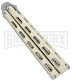 Champagne Balisong Trainer Butterfly Knife - Satin Plain -Kershaw Store Ronin Gear Champagne Balisong Trainer Butterfly Satin GX 37516 jr side large