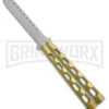 Ronin Gear Gold Balisong Trainer Butterfly Knife - Satin Plain -Kershaw Store Ronin Gear Gold Balisong Butterfly Trainer Satin BHQ 177219 jr large