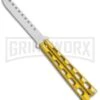 Ronin Gear Yellow Balisong Trainer Butterfly Knife - Satin Plain -Kershaw Store Ronin Gear Gold Balisong Trainer Butterfly Satin GX 37366 jr large