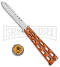 Ronin Gear Orange Balisong Trainer Butterfly Knife - Satin Plain -Kershaw Store Ronin Gear Orange Balisong Trainer Butterfly Satin GX 37346 jr bottlecap large