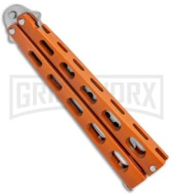 Ronin Gear Orange Balisong Trainer Butterfly Knife - Satin Plain -Kershaw Store Ronin Gear Orange Balisong Trainer Butterfly Satin GX 37346 jr side large