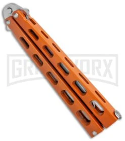 Ronin Gear Orange Balisong Trainer Butterfly Knife - Satin Plain -Kershaw Store Ronin Gear Orange Balisong Trainer Butterfly Satin GX 37346 jr spine large