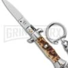 SKM 2.75" Italian Stiletto Keychain Stag Automatic Knife - Satin Plain -Kershaw Store SKM 2.75in Italian Stiletto Keychain Sim Abalone Auto Satin GX 36953 jr large