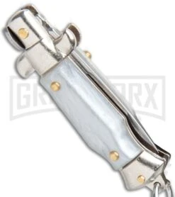 SKM 2.75" Italian Stiletto Keychain Gray Automatic Knife -Kershaw Store SKM 2.75in Keychain Stiletto Auto Gray Satin Flat BHQ 51051 jr side large