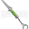 SKM 4" Italian Stiletto Green Acrylic Automatic Knife Keychain - Bayo -Kershaw Store SKM 4in Keychain Stietto AK Green Acrylic 1in Satin Bayo BHQ 183374 td large