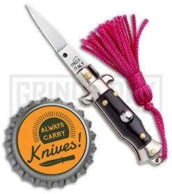 Italian Stiletto Black Automatic Knife Pink Keychain - Flat Grind 9 Italian Stiletto Black Automatic Knife Pink Keychain - Flat Grind -Kershaw Store SKM Italian Stiletto Keychain Auto Black Pink Satin BHQ 102936 jr bottlecap large