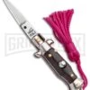 Italian Stiletto Brown Automatic Knife Pink Keychain - Flat Grind -Kershaw Store SKM Italian Stiletto Keychain Auto Brown Pink Satin BHQ 102937 jr large