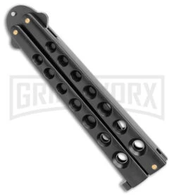 Scoundrel Balisong Black Butterfly Knife - Black Plain -Kershaw Store Scoundrel Balisong Black Butterfly Black BHQ 163760 jr side large