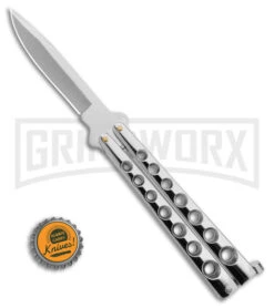 Scoundrel Balisong Silver Butterfly Knife - Satin Plain 9 Scoundrel Balisong Silver Butterfly Knife - Satin Plain -Kershaw Store Scoundrel Balisong Silver Butterfly Knife Satin GX 39635 td size large