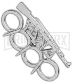 Silver AK47 Four Hole Paper Weight Knuckles -Kershaw Store Silver AK47 Knuckles GX 37443 jr side large