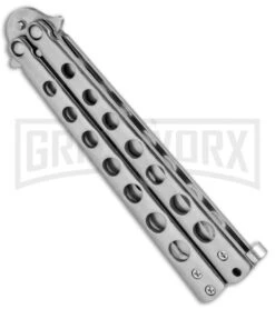 Silver Star Butterfly Stainless Steel Trainer Knife - Satin -Kershaw Store Silver Star Butterfly SS Trainer Satin YC 306S BP 24335 jr spine large