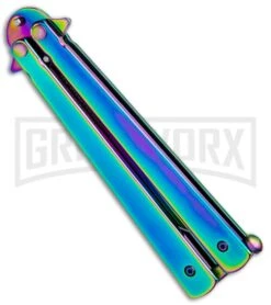 Skipper Rainbow Balisong Butterfly Knife - Rainbow Plain -Kershaw Store Skipper Rainbow Polished Balisong Butterfly Knife PK 2033 RB GX 32064 jr side large
