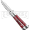 Skipper Red Swirl Balisong Aluminum Butterfly Knife - Drop Point Satin Plain -Kershaw Store Skipper Red Swirl Balisong Aluminum Butterfly DP Satin BHQ 177243 jr large
