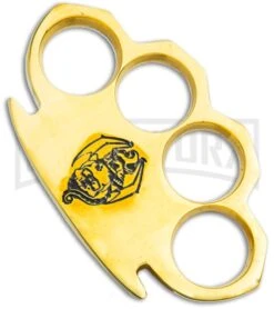 PANTHER Skull And Dragon Paper Weight Brass Knuckles - Black