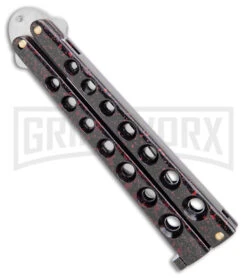 Scoundrel Balisong Black Red Butterfly Knife - Satin Plain -Kershaw Store Soundrel Balisong Butterfly Black Red Satin BHQ 163784 jr side large