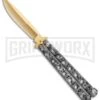 Stone Pattern Balisong Butterfly Knife (4.25" Gold) 2 Stone Pattern Balisong Butterfly Knife (4.25" Gold) -Kershaw Store Stone Pattern Balisong Butterfly Gold GX 37520 jr large