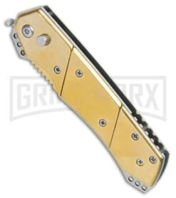 Kershaw Store -Kershaw Store Super Knife Croc Auto Stainless Gold Gold Inlay Gold Serr GX 34967 jr spine large