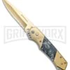 Super Knife Croc Automatic Knife Stainless Gold W/ Black Inlay - Gold Serr -Kershaw Store Super Knife Croc Auto Stainless Gold black Inlay Gold Serr GX 34966 jr large
