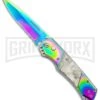 Super Knife Croc Automatic Knife Stainless Rainbow W/ White Inlay - Rainbow Serr -Kershaw Store Super Knife Croc Auto Stainless Rainbow White Spectrum Serr GX 35780 jr large