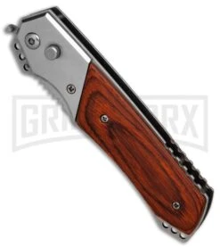 Super Knife Croc Automatic Knife Stainless W/ Rosewood Inlay - Satin Serr -Kershaw Store Super Knife Croc Stainless Rosewood Inlay satin serr BP 30075 er spine large