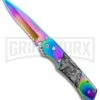 Super Knife Croc Automatic Knife Stainless Rainbow W/ Black Inlay - Rainbow Serr -Kershaw Store Super Knife Crock Auto Stainless Rainbow Black Spectrum Serr GX 35770 jr large