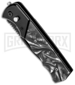 Super Knife Dingo Black Marble Acrylic Automatic Knife - Black Serr -Kershaw Store Super Knife Dingo Black Marble Acrylic Auto Black Serr GA623BKMBK GX 33495 jr spine large