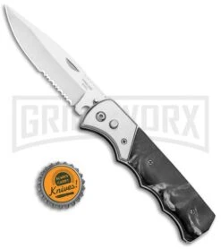 Super Knife Dingo Black Marble Acrylic Automatic Knife - Satin Serr -Kershaw Store Super Knife Dingo Black Marble Acrylic Auto Satin Serr GA623SLMBK GX 33496 jr bottlecap large