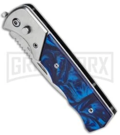 Kershaw Store -Kershaw Store Super Knife Dingo Blue Marble Acrylic Auto Satin Serr GA623SLMBL GX 33492 jr spine large