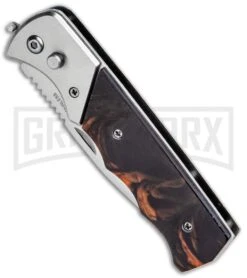 Kershaw Store -Kershaw Store Super Knife Dingo Brown Marble Acrylic Auto Satin Serr GA623SLMBRN GX 33497 jr spine large