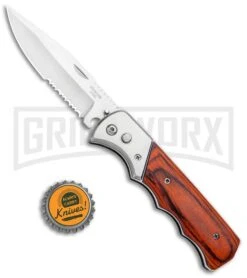 Super Knife Dingo Rosewood Automatic Knife - Satin Serr -Kershaw Store Super Knife Dingo Rosewood Auto Satin Serr GA623WSL GX 33498 jr bottlecap large