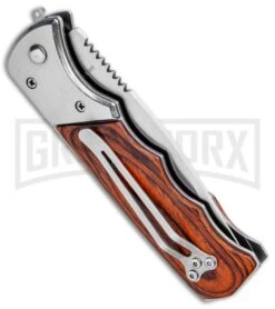 Super Knife Dingo Rosewood Automatic Knife - Satin Serr -Kershaw Store Super Knife Dingo Rosewood Auto Satin Serr GA623WSL GX 33498 jr side large