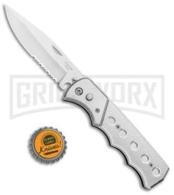 Super Knife Dingo Silver Holes Marble Acrylic Automatic Knife - Satin Serr -Kershaw Store Super Knife Dingo Silver Holes Marble Acrylic Satin Serr GA623SLD GX 33491 jr bottlecap large