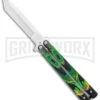 Super Knife Black Balisong Butterfly Knife Green Dragon - Tanto Satin -Kershaw Store Super Knife Green Balisong Butterfly Dragon Tanto Satin 1109GN GX 36801 jr large