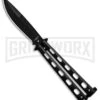 Super Knife Sleek Slinger Black Balisong Butterfly Knife - Black Plain -Kershaw Store Super Knife Sleek Slinger Black Bali black plain BP 30076 er large