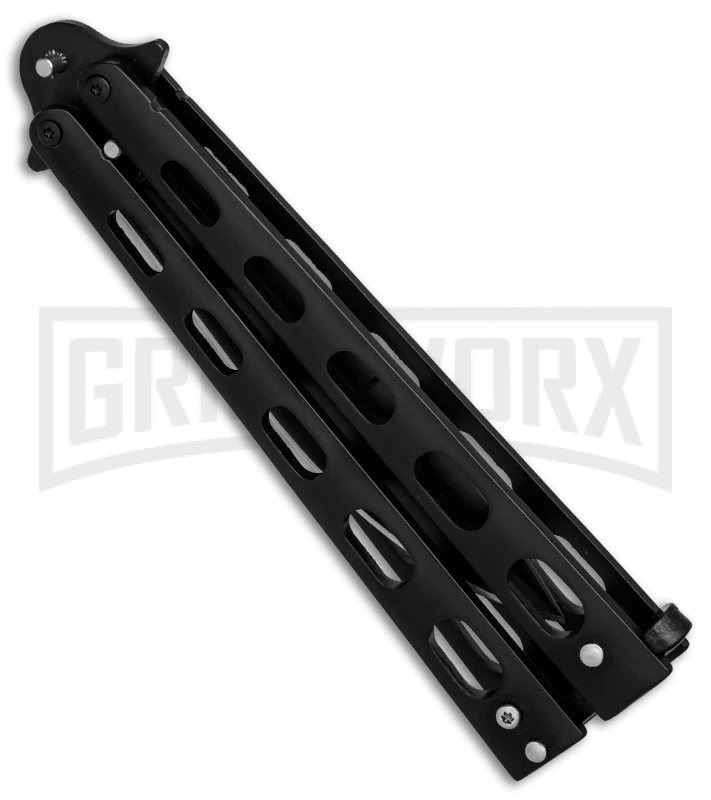 Super Knife Sleek Slinger Black Balisong Butterfly Knife - Black Plain 4 Super Knife Sleek Slinger Black Balisong Butterfly Knife - Black Plain - Image 2