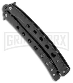 Swift Black Persian Balisong Coated Butterfly Knife - Black -Kershaw Store Swift Black Persian Balisong Coated Butterfly Black BX 39697 jr side large
