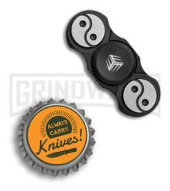 WE Knife Co. S01D Titanium Fidget Spinner - Black/Satin -Kershaw Store WE knife S01D Ti fidget spinner black white BHQ 71030 er size large