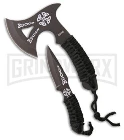 Wild Boar Lucky Leprechaun Throwing Knife & Axe Set - Black Plain