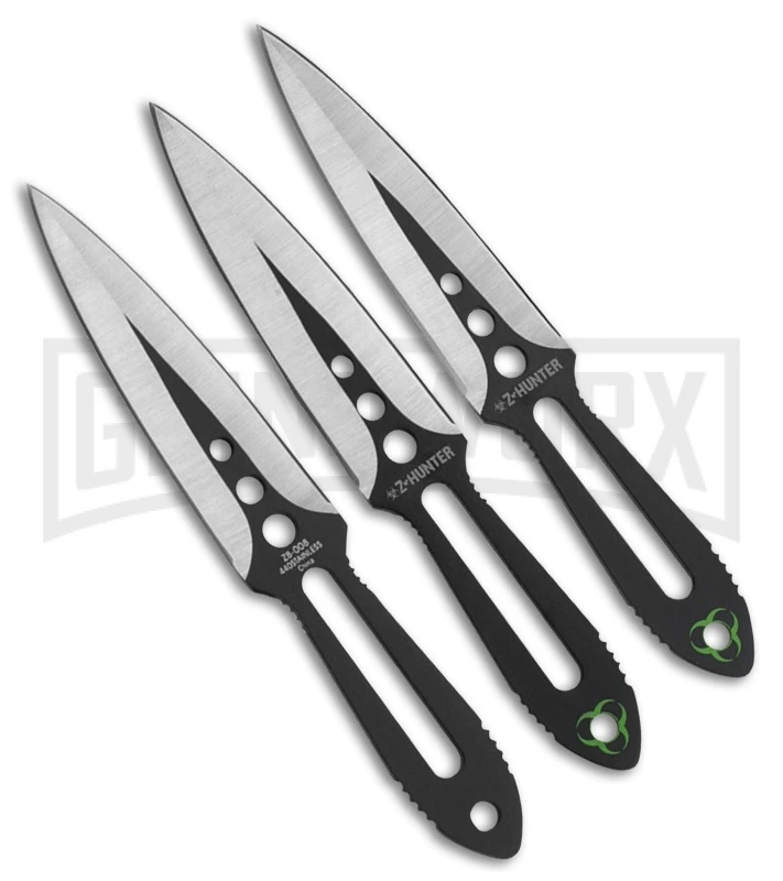 Z-Hunter Death Strike 3 Piece Throwing Knife Set & Target Black - Two Tone Plain 3 Z-Hunter Death Strike 3 Piece Throwing Knife Set & Target Black - Two Tone Plain