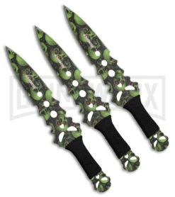 Z-Hunter The Stalkers Black Throwing Knives Set - Green