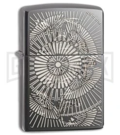 Zippo Lighter Asian Floral - High Polish Chrome