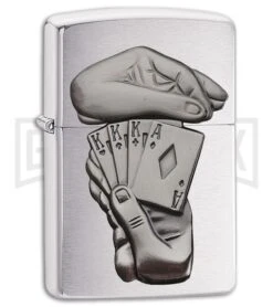 Zippo Lighter BS Full House Emblem - Brushed Chrome
