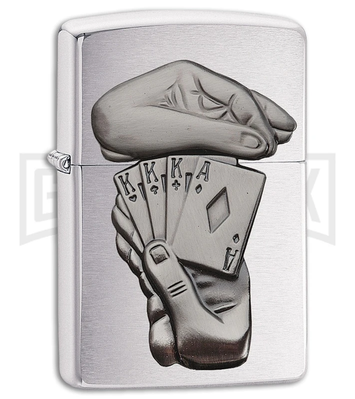Zippo Lighter BS Full House Emblem - Brushed Chrome 3 Zippo Lighter BS Full House Emblem - Brushed Chrome