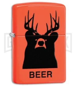 Zippo Lighter Beer Bear - Neon Orange)