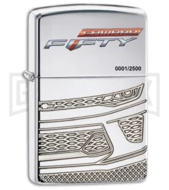 Zippo Lighter Chevy Camaro 50th Anniversary - High Polished Chrome