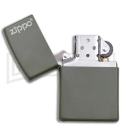 Zippo Lighter Classic Logo - Green Matte -Kershaw Store Zippo Lighter Classic Logo Green Matte BHQ 90500 jr open large