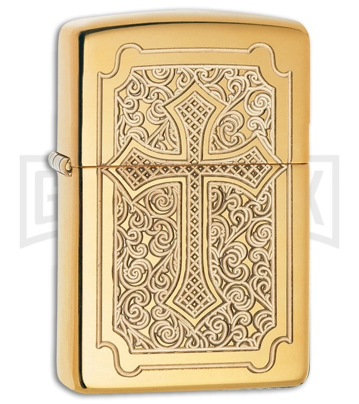 Zippo Lighter Eccentric Cross - High Polished Brass 3 Zippo Lighter Eccentric Cross - High Polished Brass